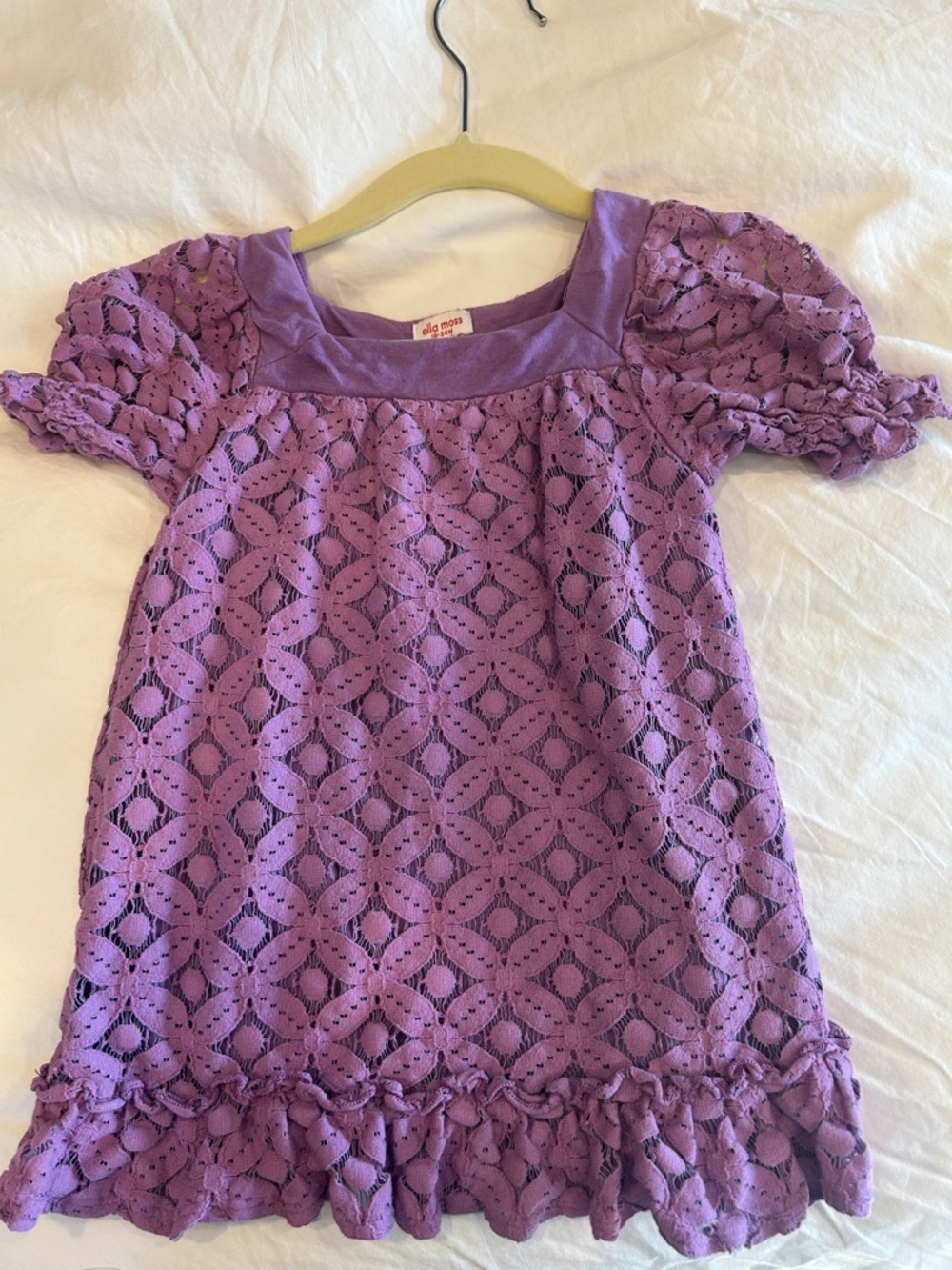 Ella Moss Lilac Lace Puff-Sleeve Baby Dress